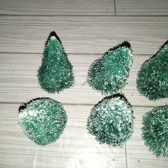 Village Accessories Vintage Frosted Topiary Trees Set of 9 Christmas Holiday - Picture 2 of 8